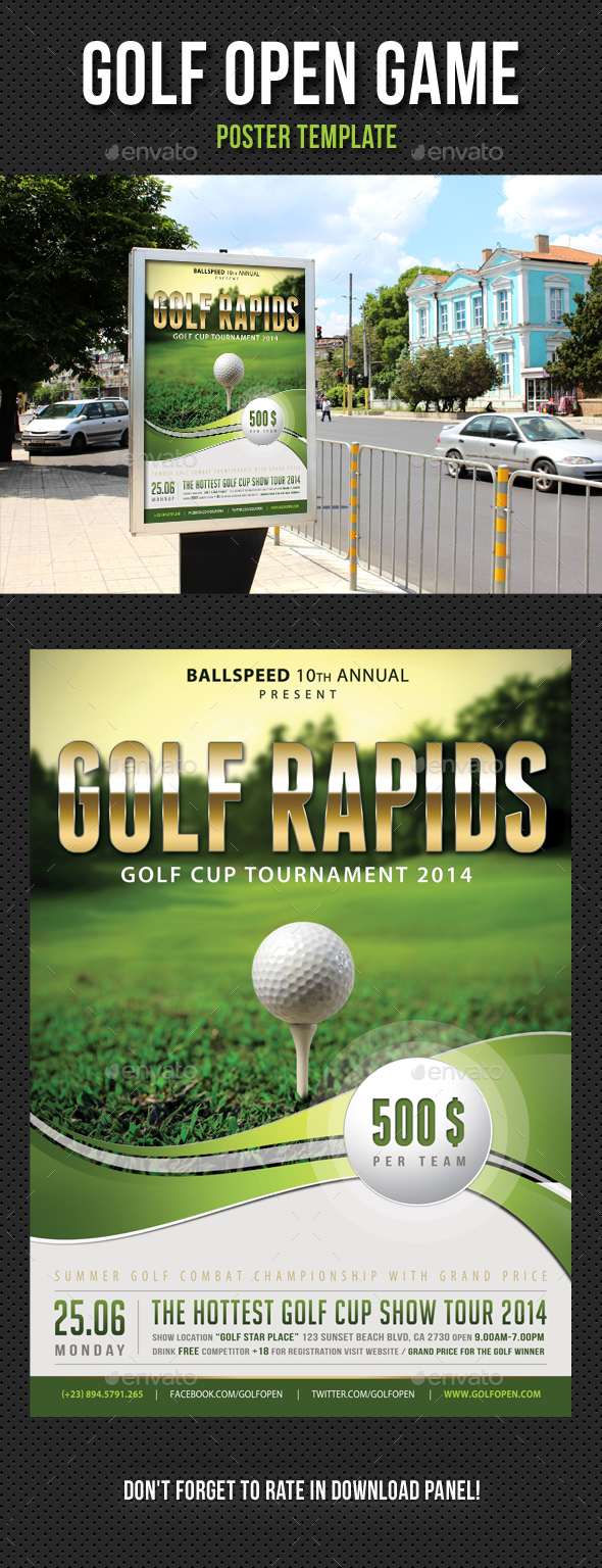 Golf Open Poster Template V02 - Signage Print Templates