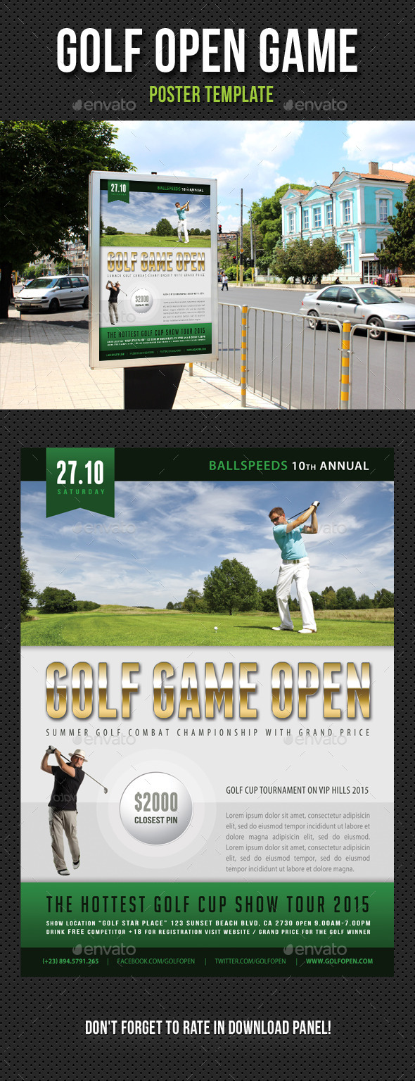 Golf Open Poster Template V03 - Signage Print Templates