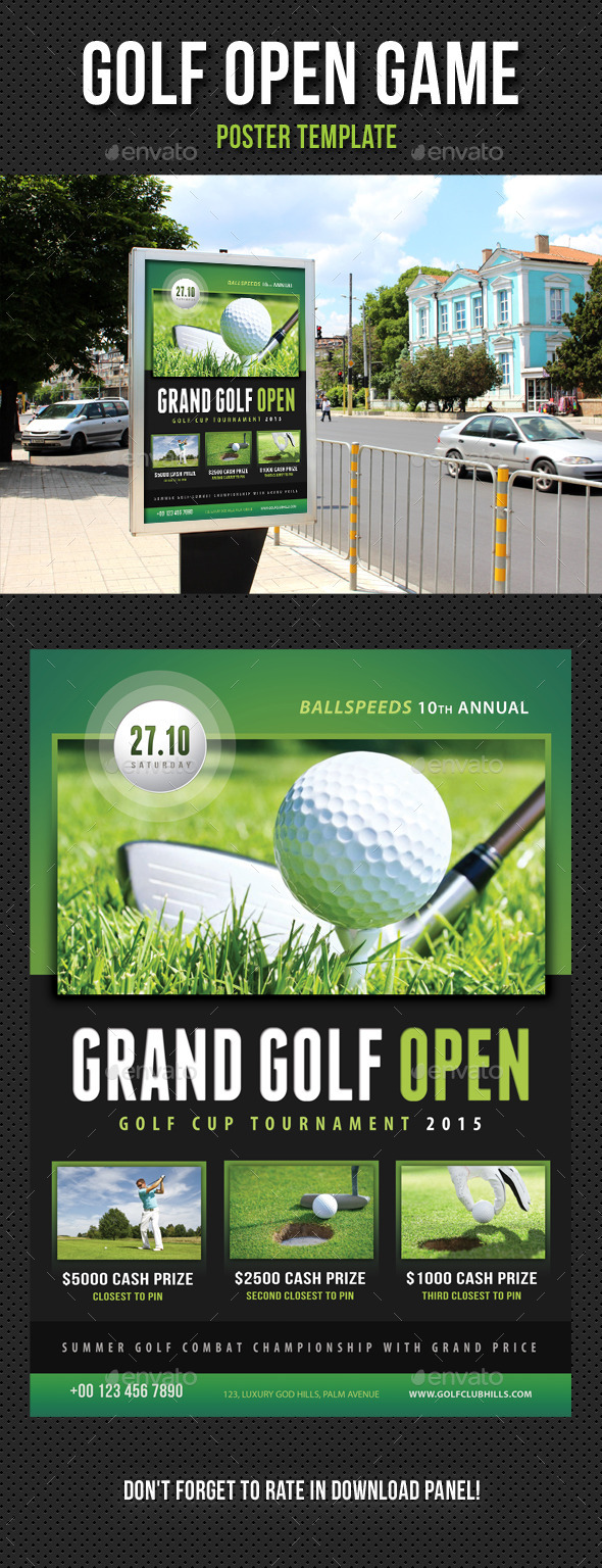 Golf Open Poster Template V04 - Signage Print Templates