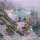 View From Above of Rocks in Morning Fog at Praia Da Ursa Beach in Sintra, Portugal - VideoHive Item for Sale