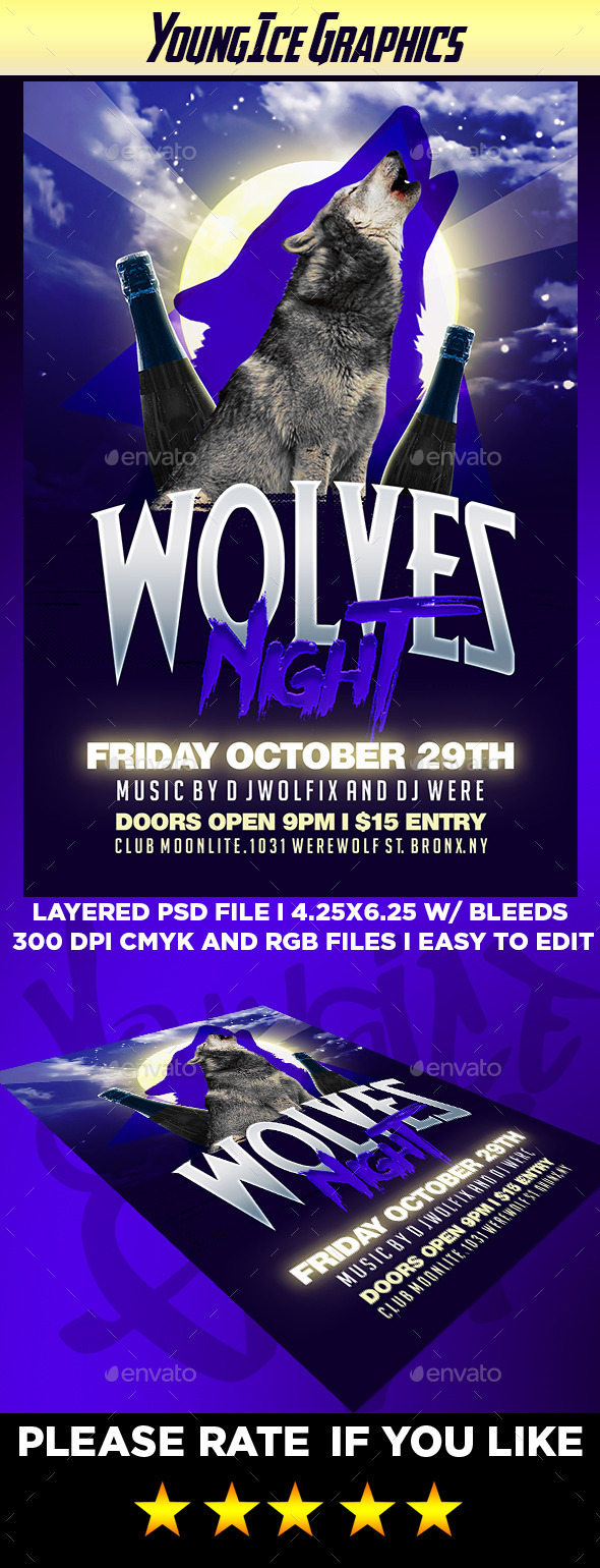 Wolves Night Flyer Template - Clubs & Parties Events