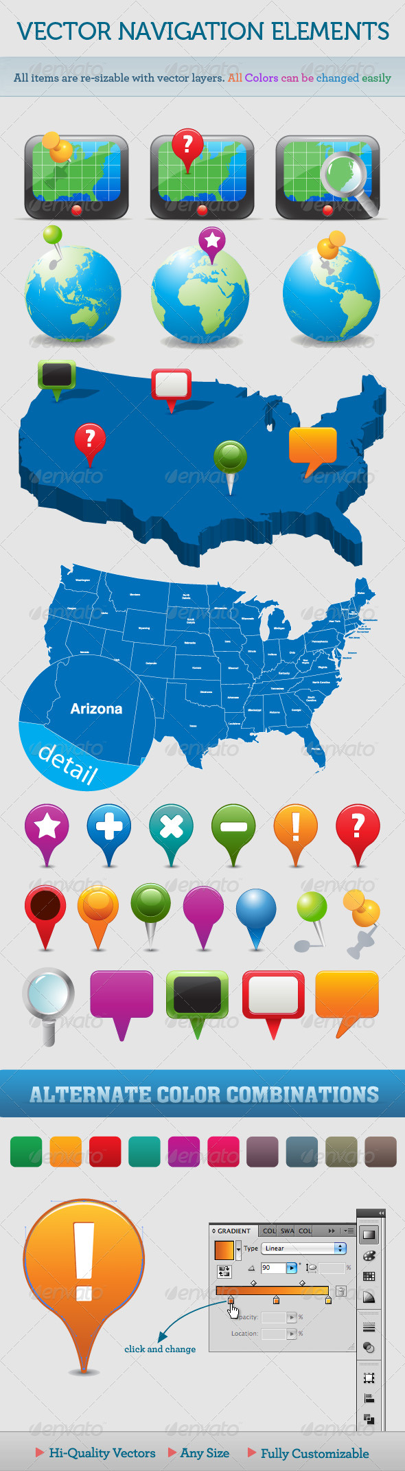 Vector Navigation Icons and Maps - Communications Technology
