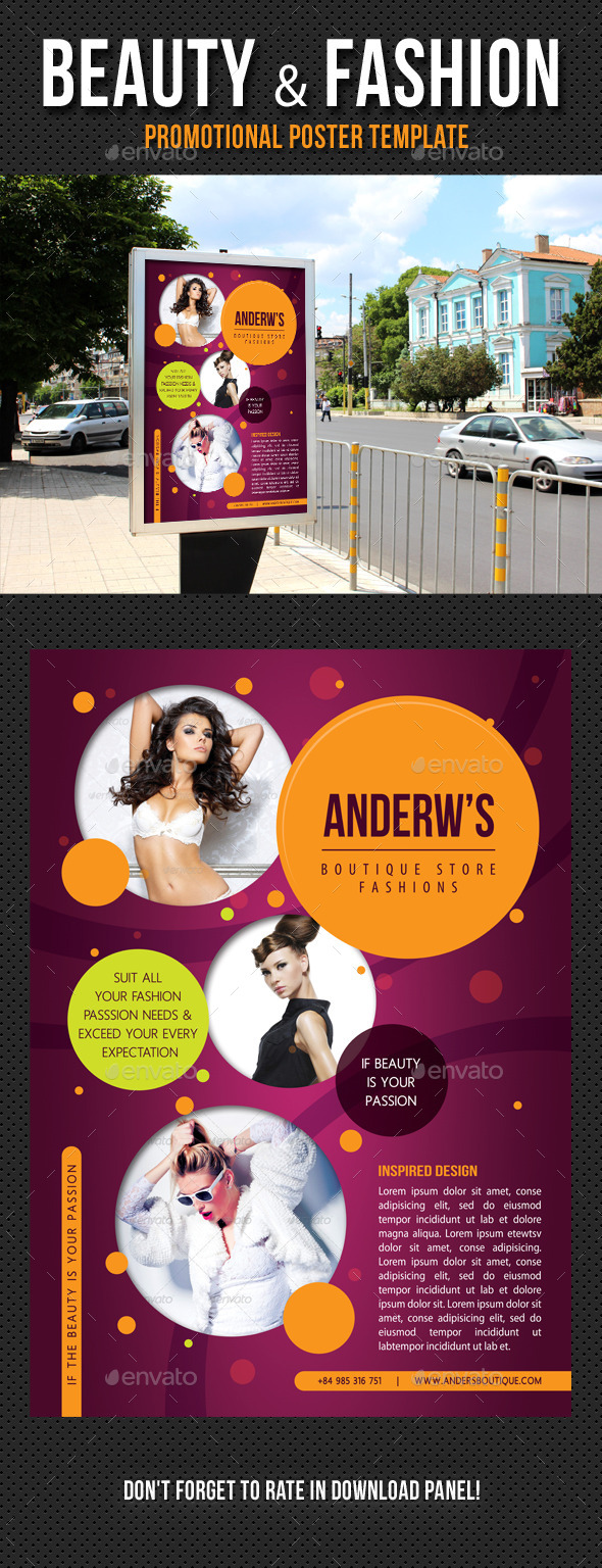 Beauty and Fashion Poster Template V04 - Signage Print Templates