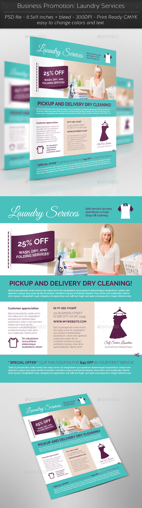 Business Promotion: Laundry Services - Flyers Print Templates