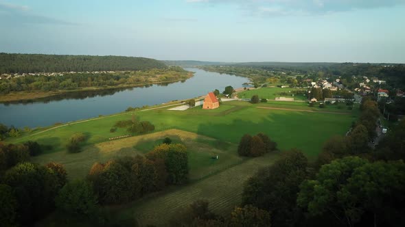 Aerial View Of Zapyskis Village Near Nemunas River In Lithuania