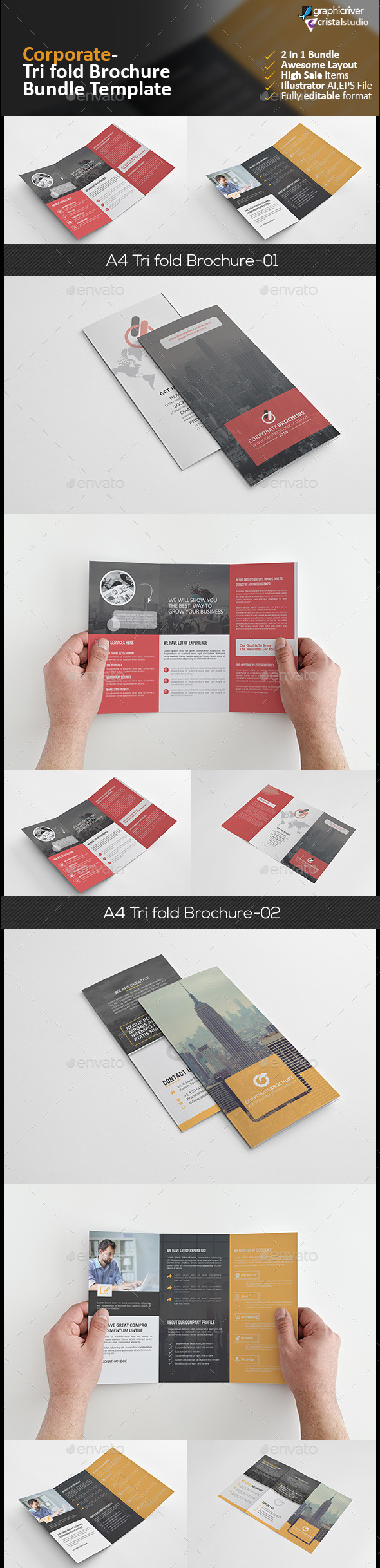 Tri Fold Brochure Bundle 2 in 1 - Corporate Brochures