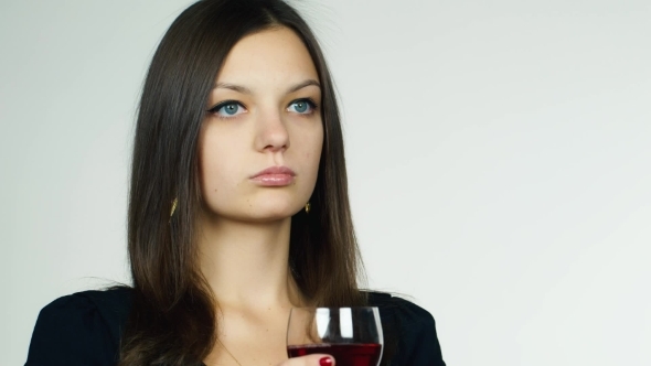 Attractive Woman Drinking Wine By StockSeller Video