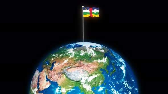 Central African Republic Flying Flag On The 3d Rotated Planet Earth alt