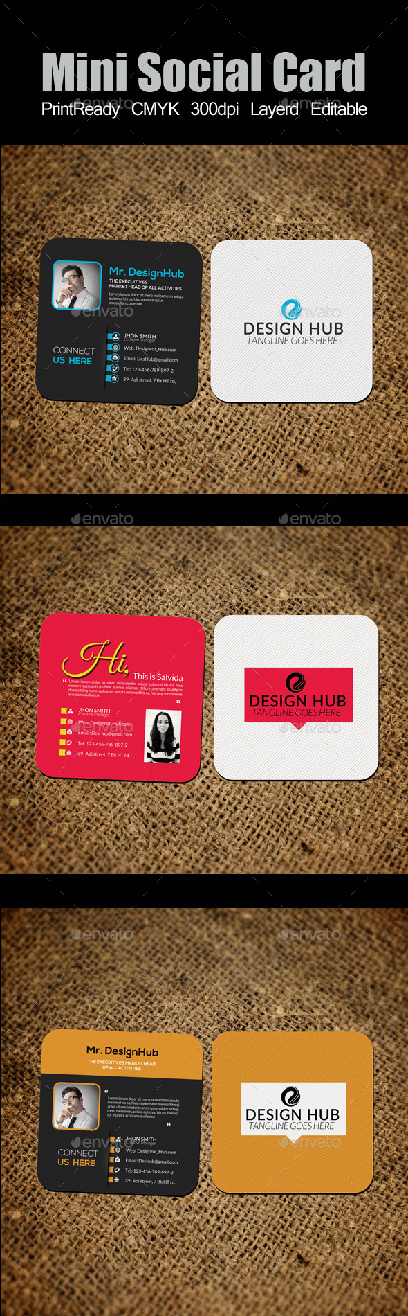 Mini Social Card Template Bundle - Corporate Business Cards