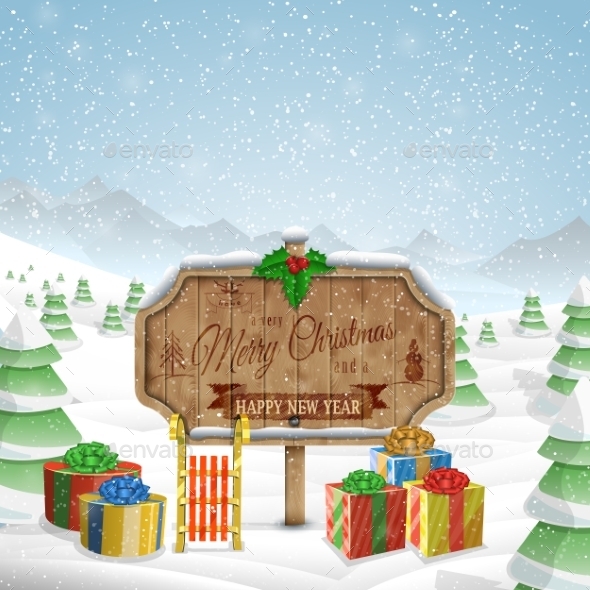 Christmas Greeting Board Vector Illustration. - Christmas Seasons/Holidays