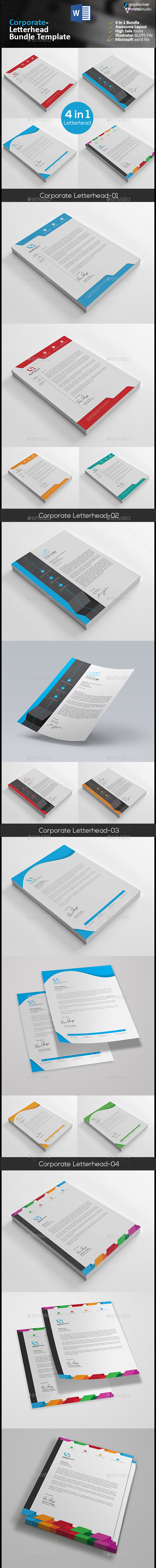 Letterhead Bundle 4 in 1 - Stationery Print Templates