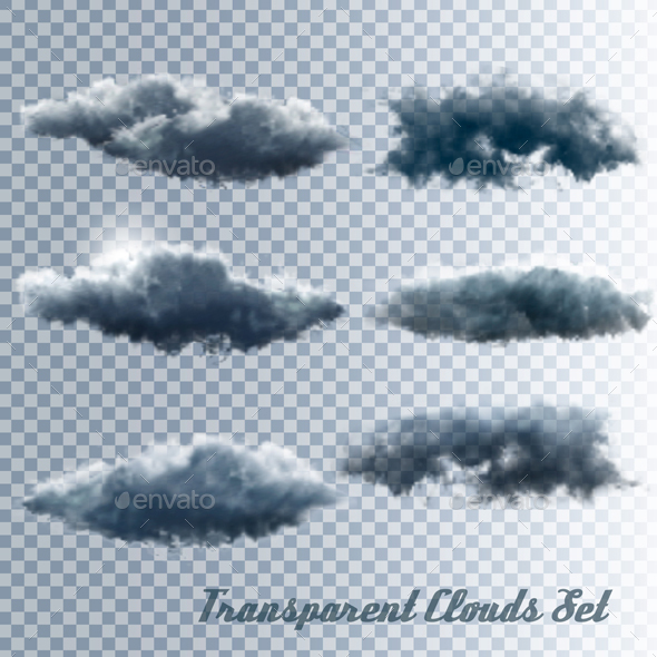 Set of Transparent Clouds Vector - Organic Objects Objects