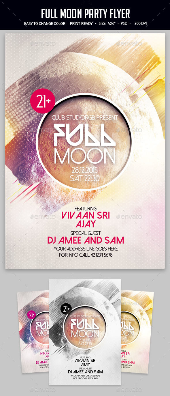 Full Moon Party Flyer - Clubs & Parties Events
