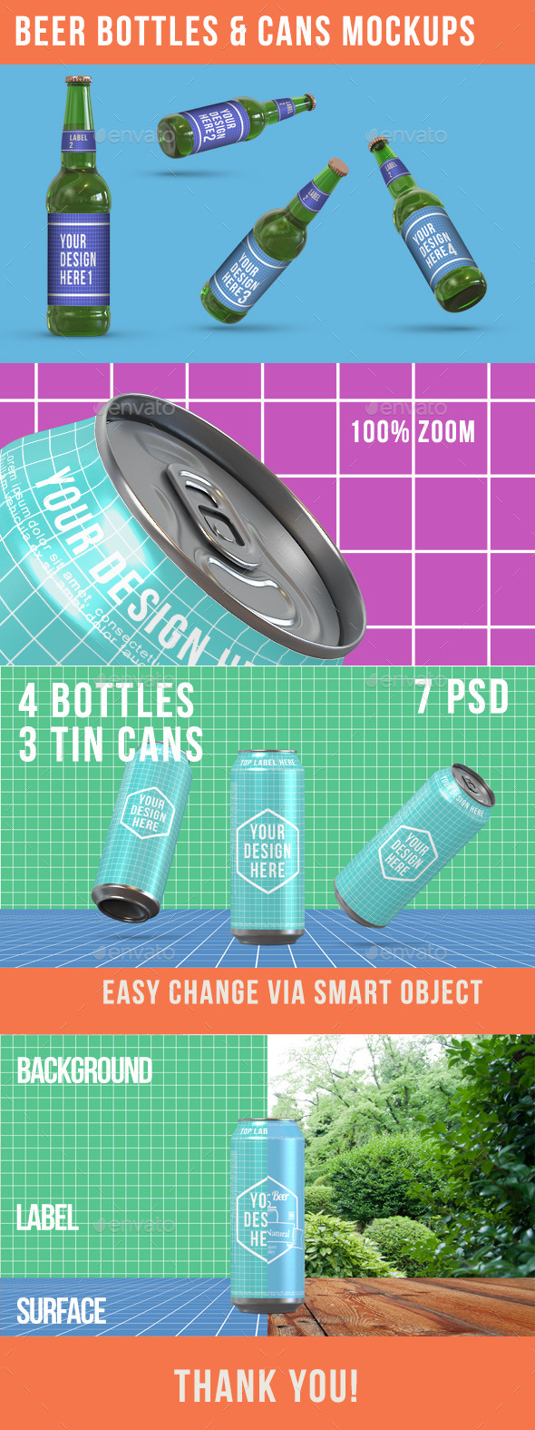 Beer Bottles & Can Product Mockups - Food and Drink Packaging