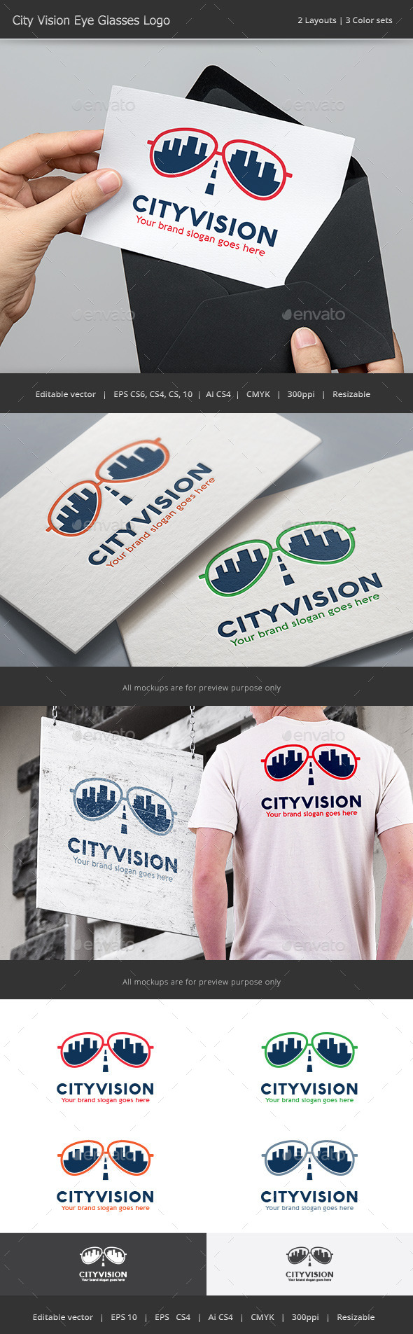City Vision Eye Glasses Logo - Objects Logo Templates