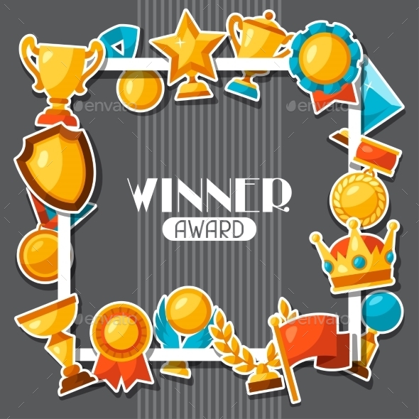 Sport Or Business Award Sticker Icons Background - Sports/Activity Conceptual
