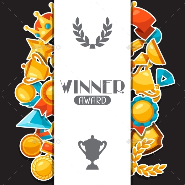 Sport Or Business Award Sticker Icons Background - Sports/Activity Conceptual