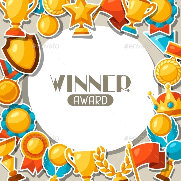 Sport Or Business Award Sticker Icons Background - Sports/Activity Conceptual