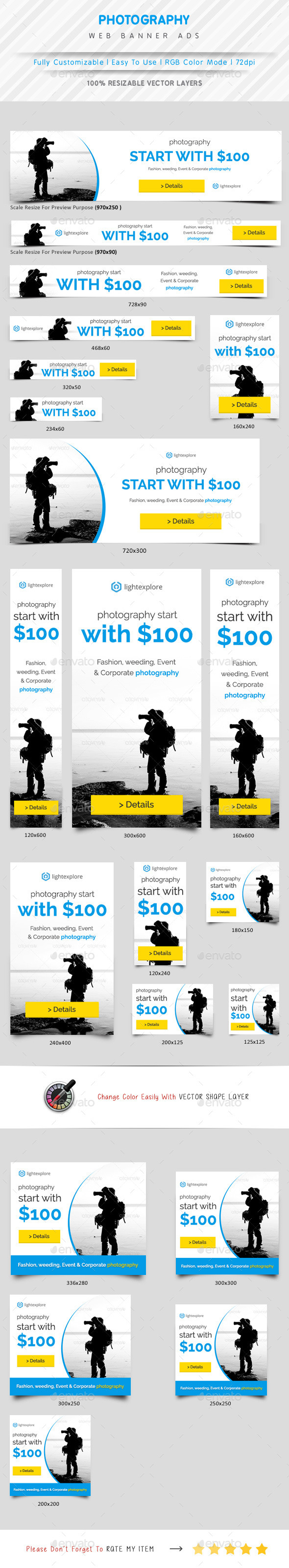 Photography Web Banner Ads - Banners & Ads Web Elements