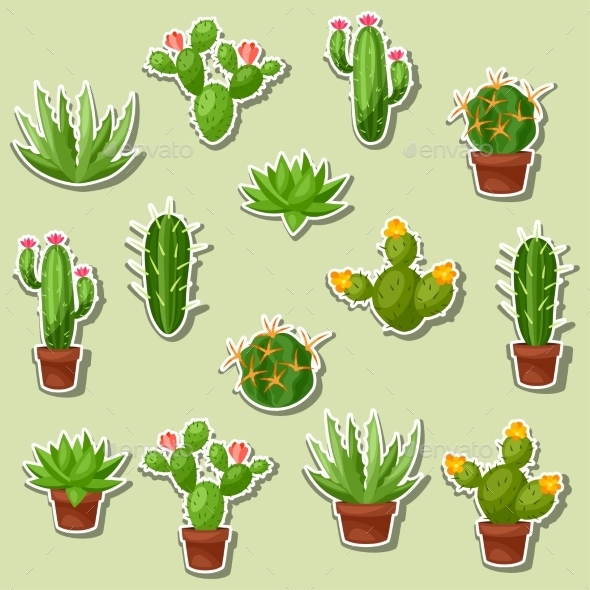Cactuses And Plants Abstract Natural Seamless - Flowers & Plants Nature