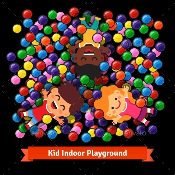 Kids Playing At The Indoor Pool Of Plastic Balls - People Characters