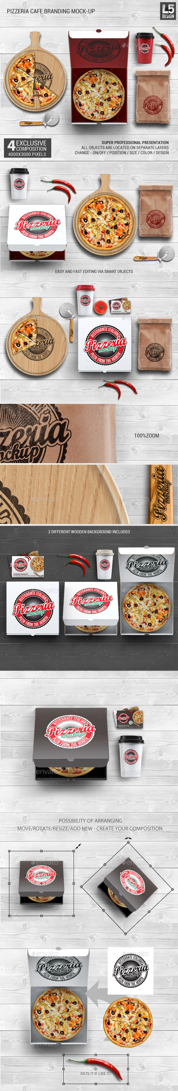 Pizzeria Branding Identity Mock Up By L5design Graphicriver
