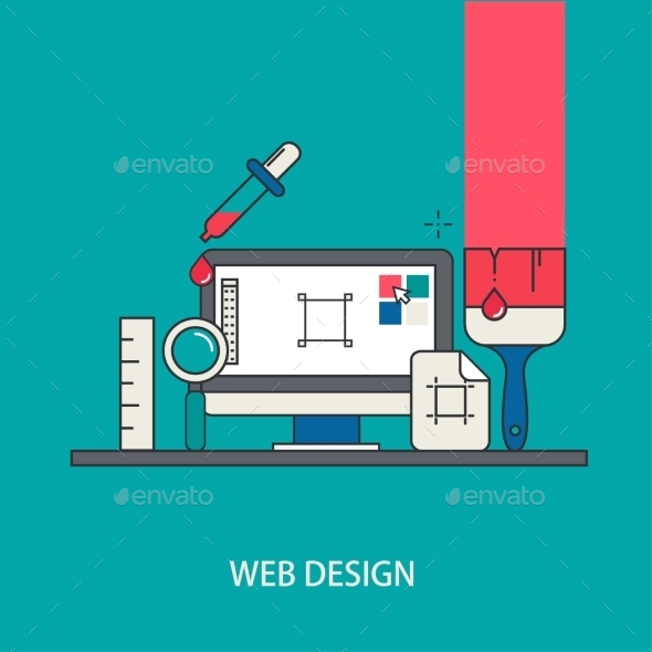 Vector Modern Thin Line Flat Design - Web Technology