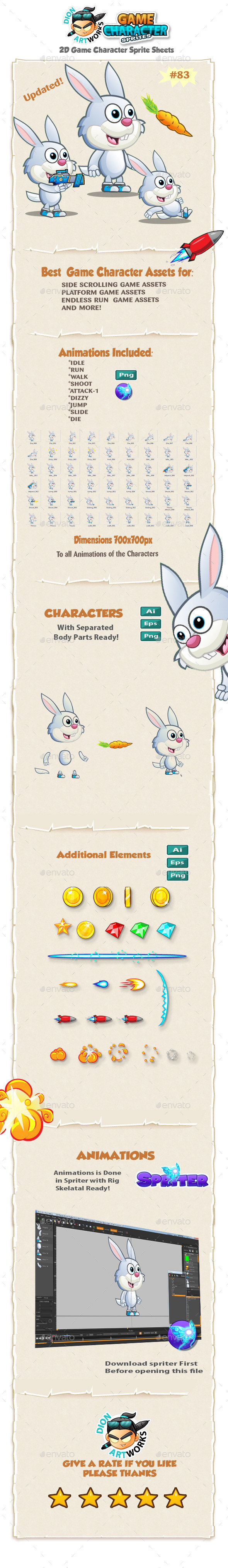 Bunny 2D Game Character Sprites 83 Bunny 2D Game Character Sprites 83