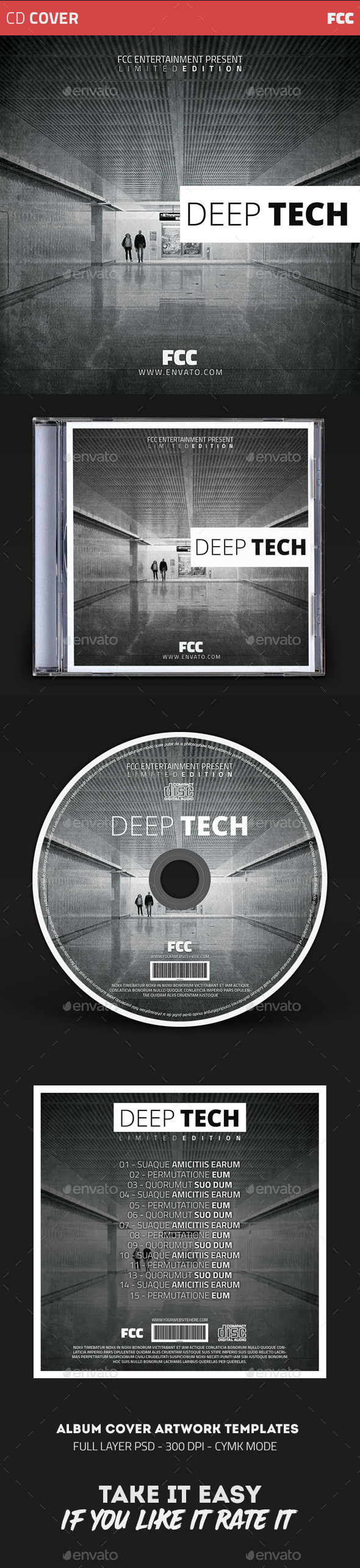 Deep Tech Album Cover Templates - CD & DVD Artwork Print Templates