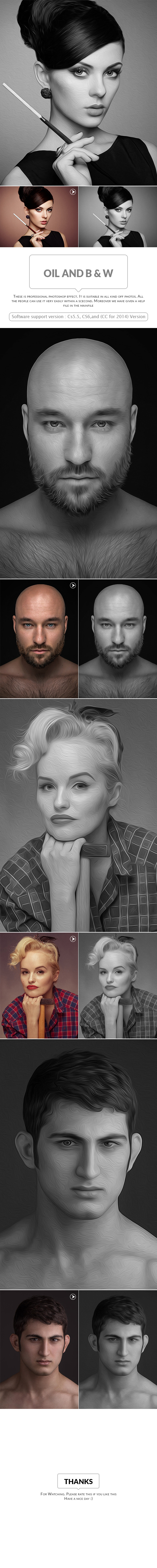 Oil and B & W - Photo Effects Actions