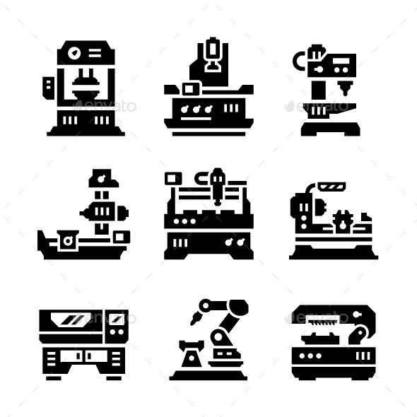 Set Icons of Machine Tool - Man-made objects Objects