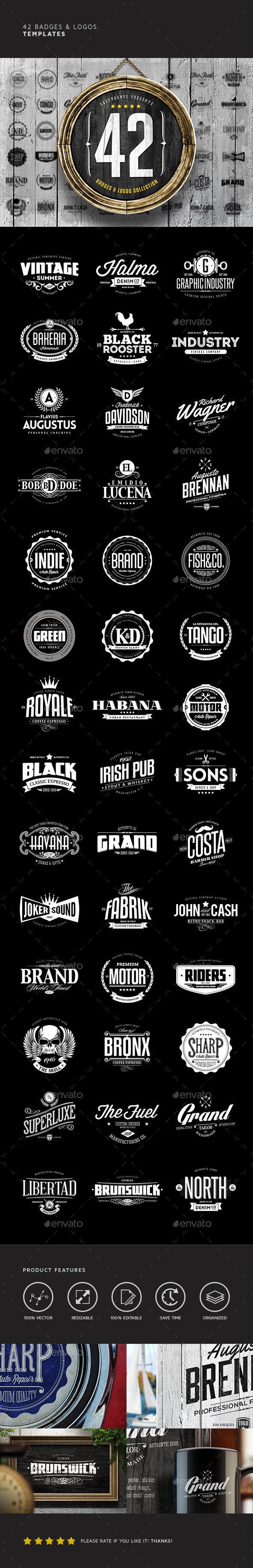 42 Badges & Logos Bundle - Badges & Stickers Web Elements