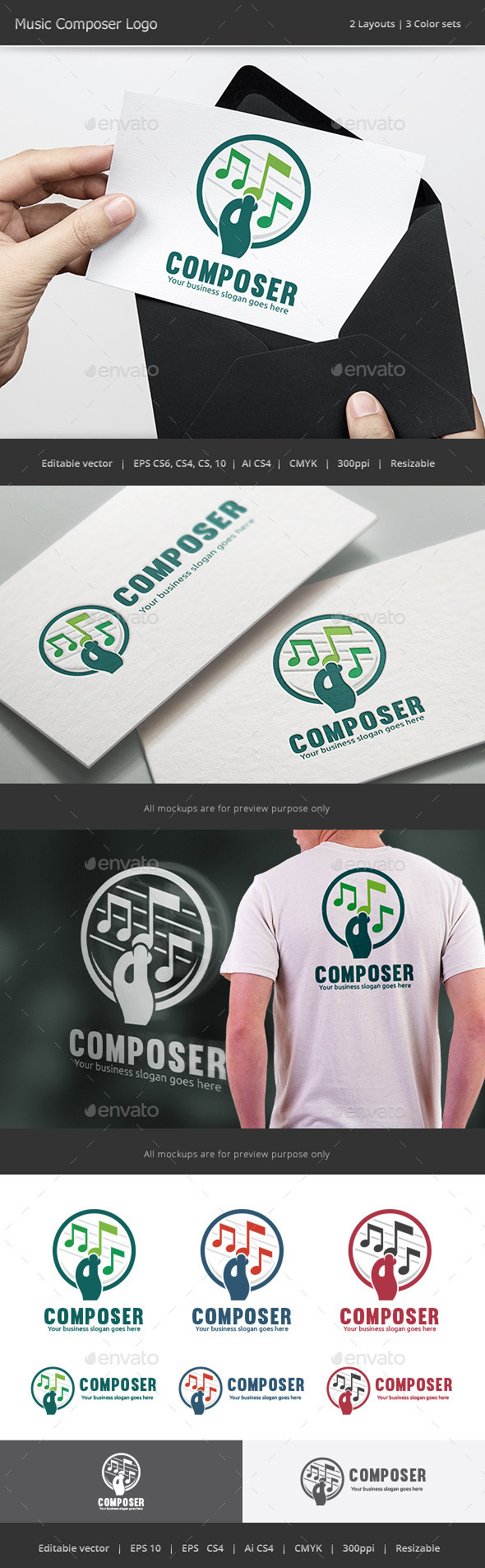 Music Note Composer Logo - Vector Abstract