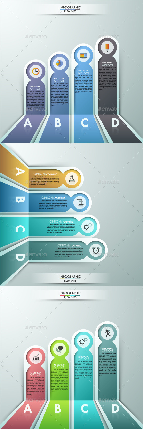 Modern Infographics Paper Template (3 Items) - Infographics