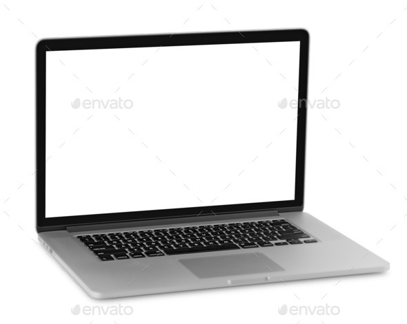 laptop with blank screen - Stock Photo - Images