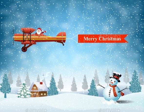 Light Plane With Santa Claus - Christmas Seasons/Holidays