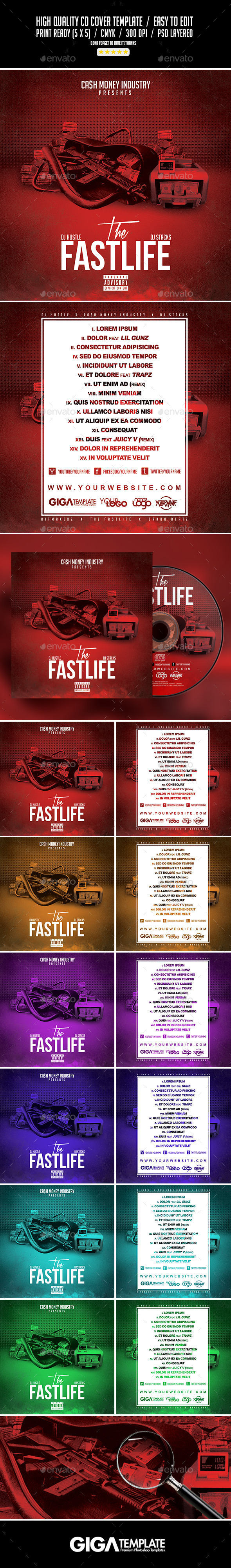 The Fastlife | Mixtape Album CD Cover Template - CD & DVD Artwork Print Templates