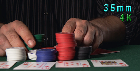 Poker Game Male Hands Going All In 36