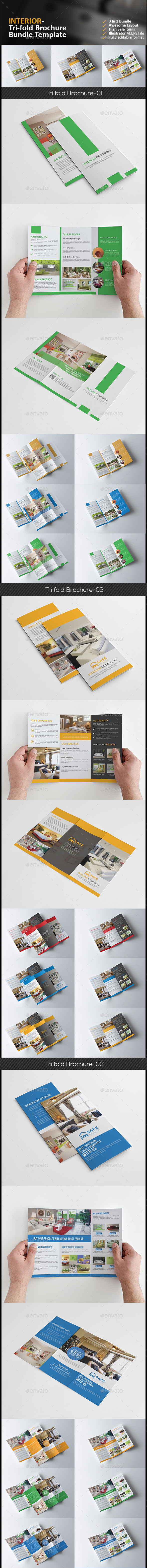 Interior Tri Fold Brochure Bundle 3 in 1 - Corporate Brochures
