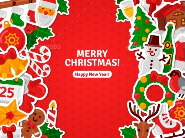 Merry Christmas Banner Flat Christmas Icons - Christmas Seasons/Holidays