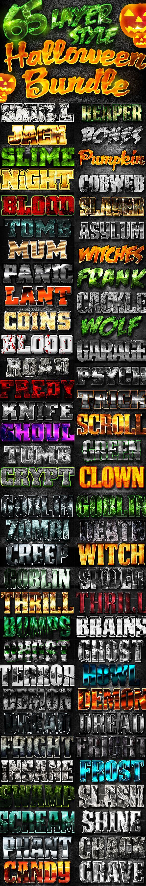 65 Layer Style Halloweeen Mega Bundle - Text Effects Styles