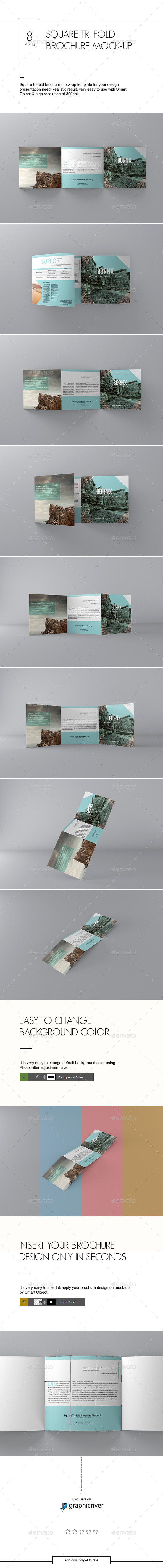 Square Tri-fold Brochure Mock-Up - Brochures Print