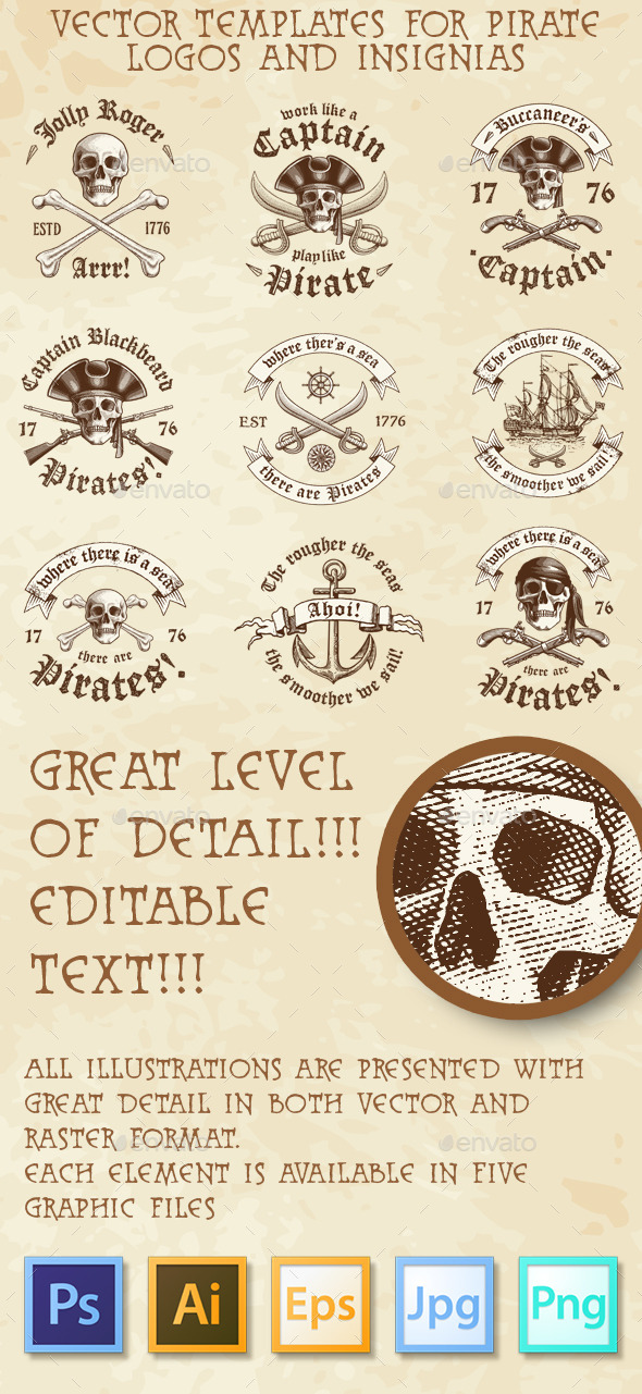 Pirate Vector Logos and Insignia - Decorative Symbols Decorative