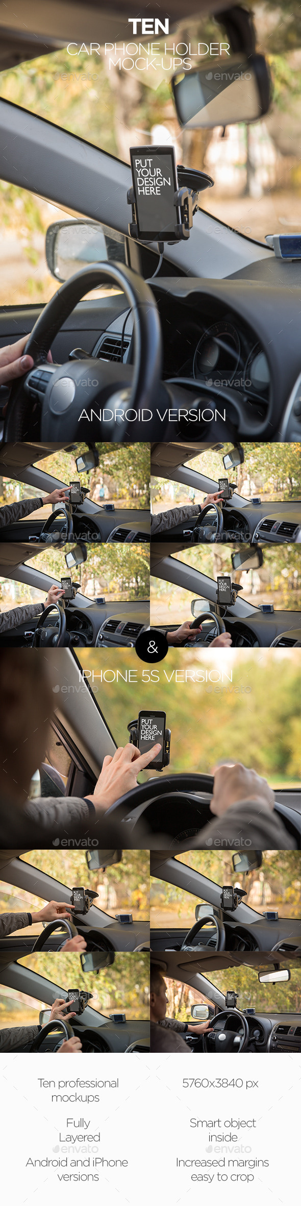 10 Car Phone Holder Mockups - Mobile Displays