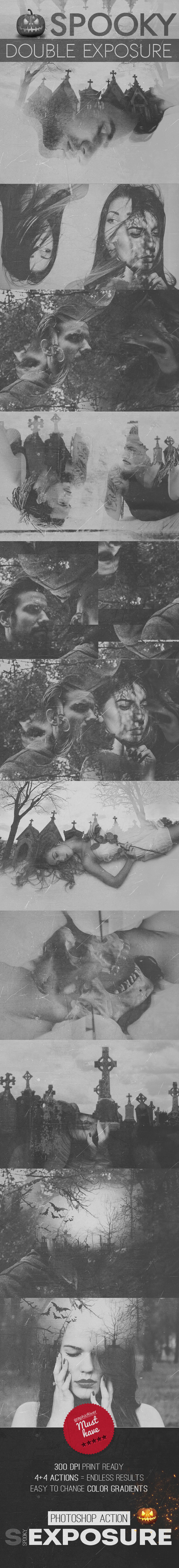 Spooky Double Exposure Photoshop Action - Photo Effects Actions