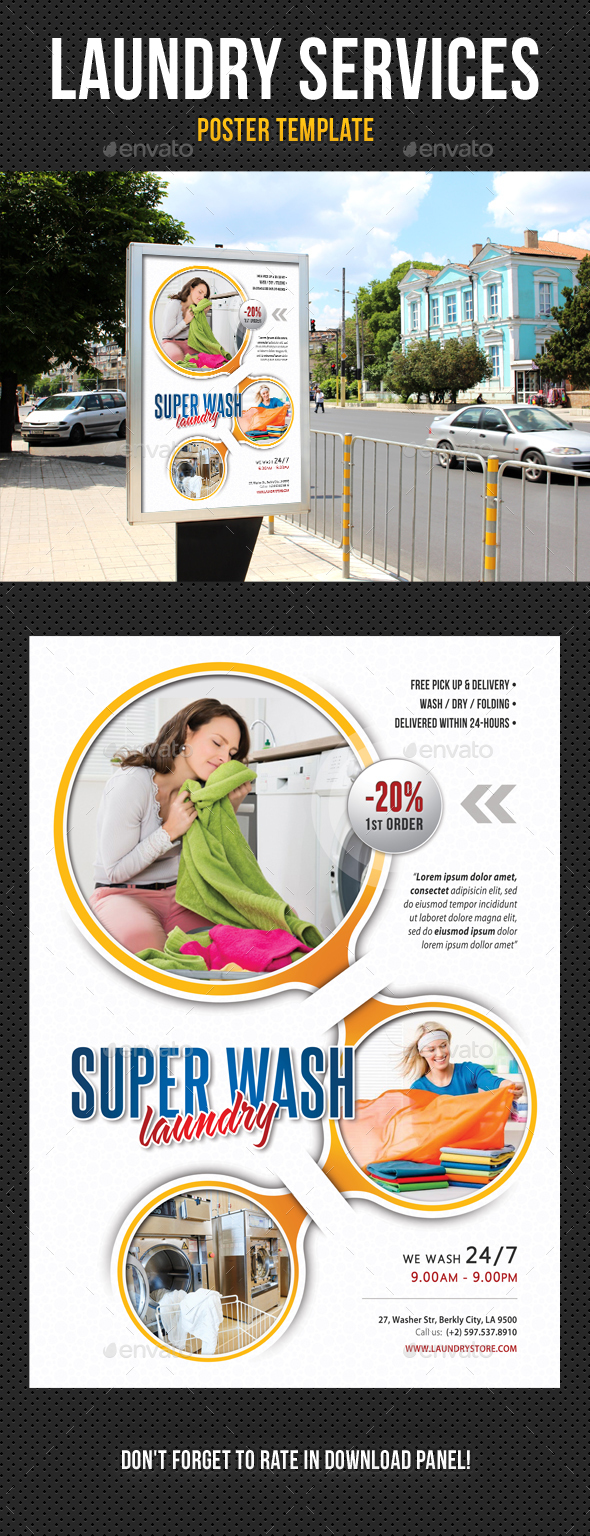Laundry Services Poster Template V2 - Signage Print Templates