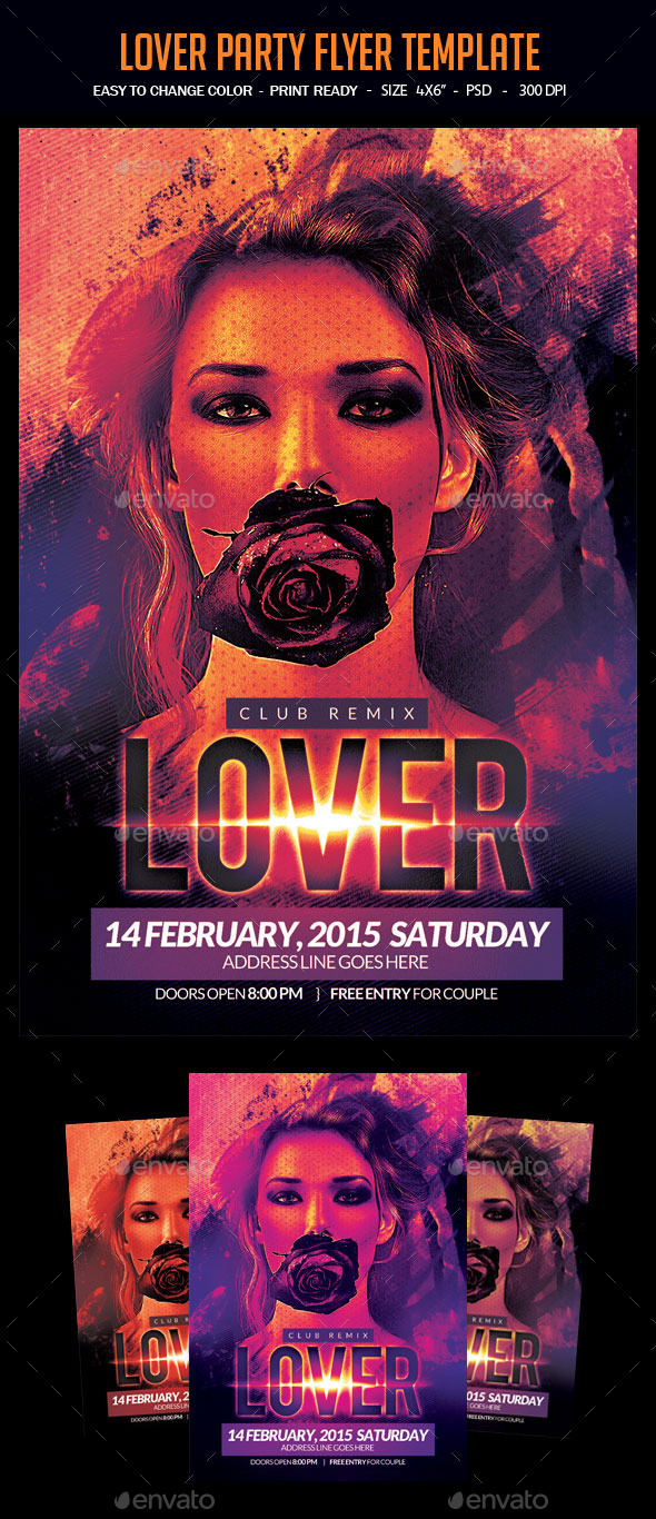 Lover Party Flyer Template - Clubs & Parties Events
