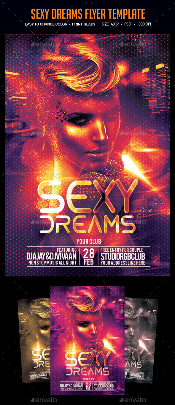 Sexy Dreams Flyer Template - Clubs & Parties Events
