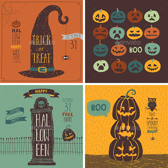 Halloween Cards Set - Halloween Seasons/Holidays