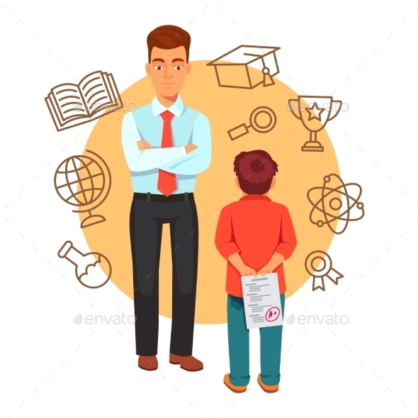 Parenting and Education Concept with Icons - People Characters